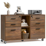 Large Mobile Lateral File Cabinet Storage with 6 Drawers