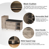 Shoe Storage Bench with Flip Drawer Shoe Cabinet 8 Adjustable Metal Feet