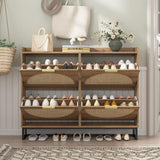 Freestanding Shoe Organizer Rattan Shoe Storage Cabinet