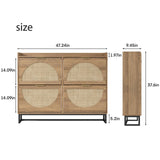 Freestanding Shoe Organizer Rattan Shoe Storage Cabinet