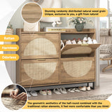 Freestanding Shoe Organizer Rattan Shoe Storage Cabinet