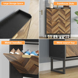 Hidden Shoe Storage Slim Storage Cabinet with Metal Legs