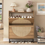 Freestanding Shoe Organizer Rattan Shoe Storage Cabinet