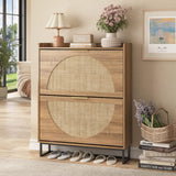 Freestanding Shoe Organizer Rattan Shoe Storage Cabinet