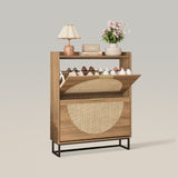 Freestanding Shoe Organizer Rattan Shoe Storage Cabinet