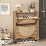 Freestanding Shoe Organizer Rattan Shoe Storage Cabinet