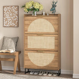 Freestanding Shoe Organizer Rattan Shoe Storage Cabinet