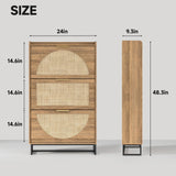 Freestanding Shoe Organizer Rattan Shoe Storage Cabinet