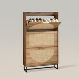 Freestanding Shoe Organizer Rattan Shoe Storage Cabinet