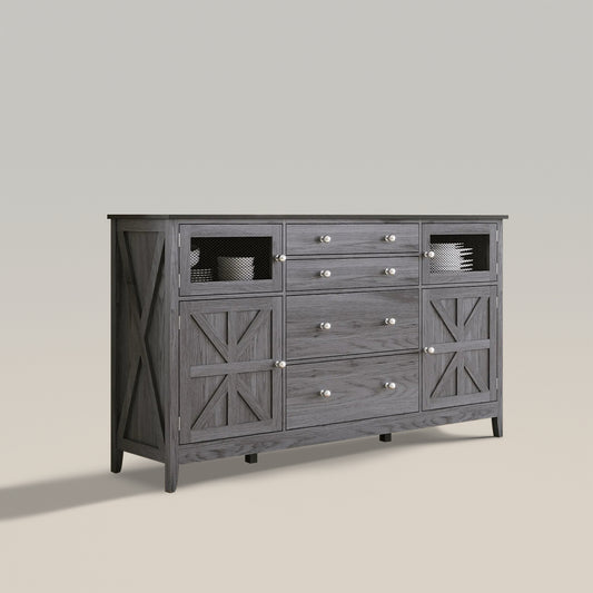 Farmhouse Sideboard  Buffet Table Storage Cabinet with 6 Drawers