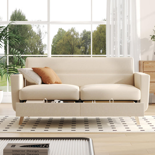 Loveseat Sofa with 2 Drawers and USB Type-C Charging Port