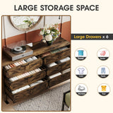 6 Drawers Dresser Wide Wood Dresser TV Stand with Storage Cabinet