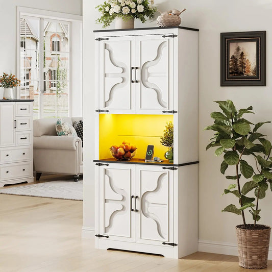 Farmhouse 71IN Tall Kitchen Pantry Storage Cabinet