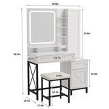 White Vanity Desk with HD LED Mirror Large Jewelry Cabinet