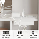 White Vanity Desk with HD LED Mirror Large Jewelry Cabinet