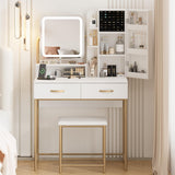 White Vanity Desk Makeup Table with Mirror and Lights