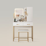 White Vanity Desk Makeup Table with Mirror and Lights