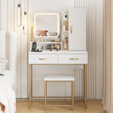 White Vanity Desk Makeup Table with Mirror and Lights