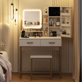 White Vanity Desk Makeup Table with Mirror and Lights