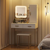 White Vanity Desk Makeup Table with Mirror and Lights