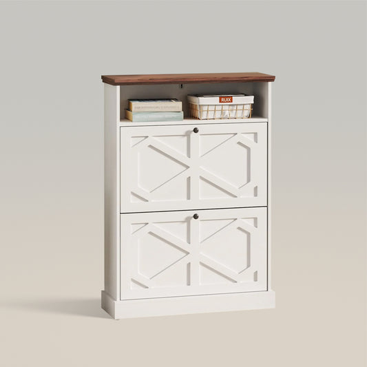 Shoe Storage Cabinet with Open Shelves