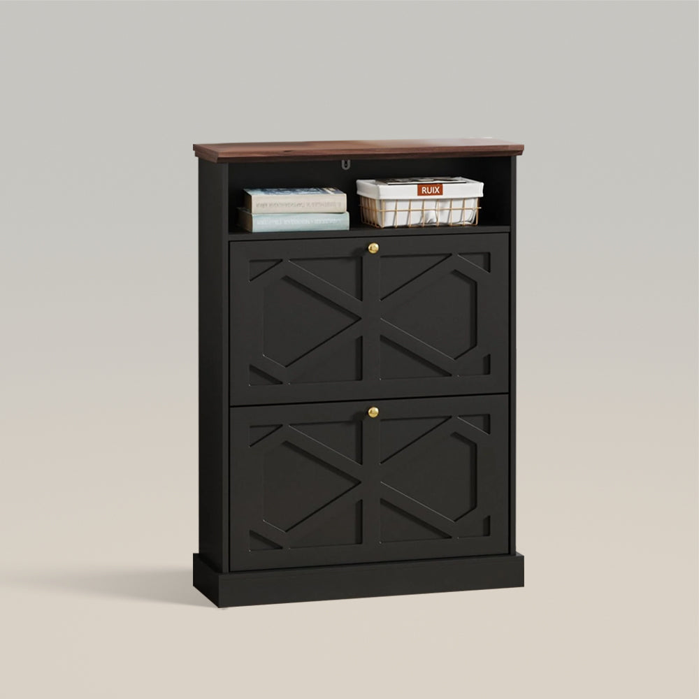 Shoe Storage Cabinet with Open Shelves