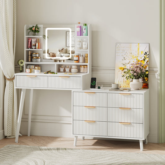 Makeup Vanity with 8 Drawers Dressing Table for Bedroom