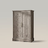 Farmhouse Sliding Barn Door 5 Drawers Dresser