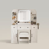 White Makeup Vanity Set with Shelves