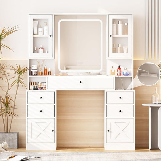 Makeup Vanity Table with Mirror and Lights