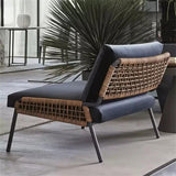 Outdoor Lounge Chair with Rattan Design and Side Table Set