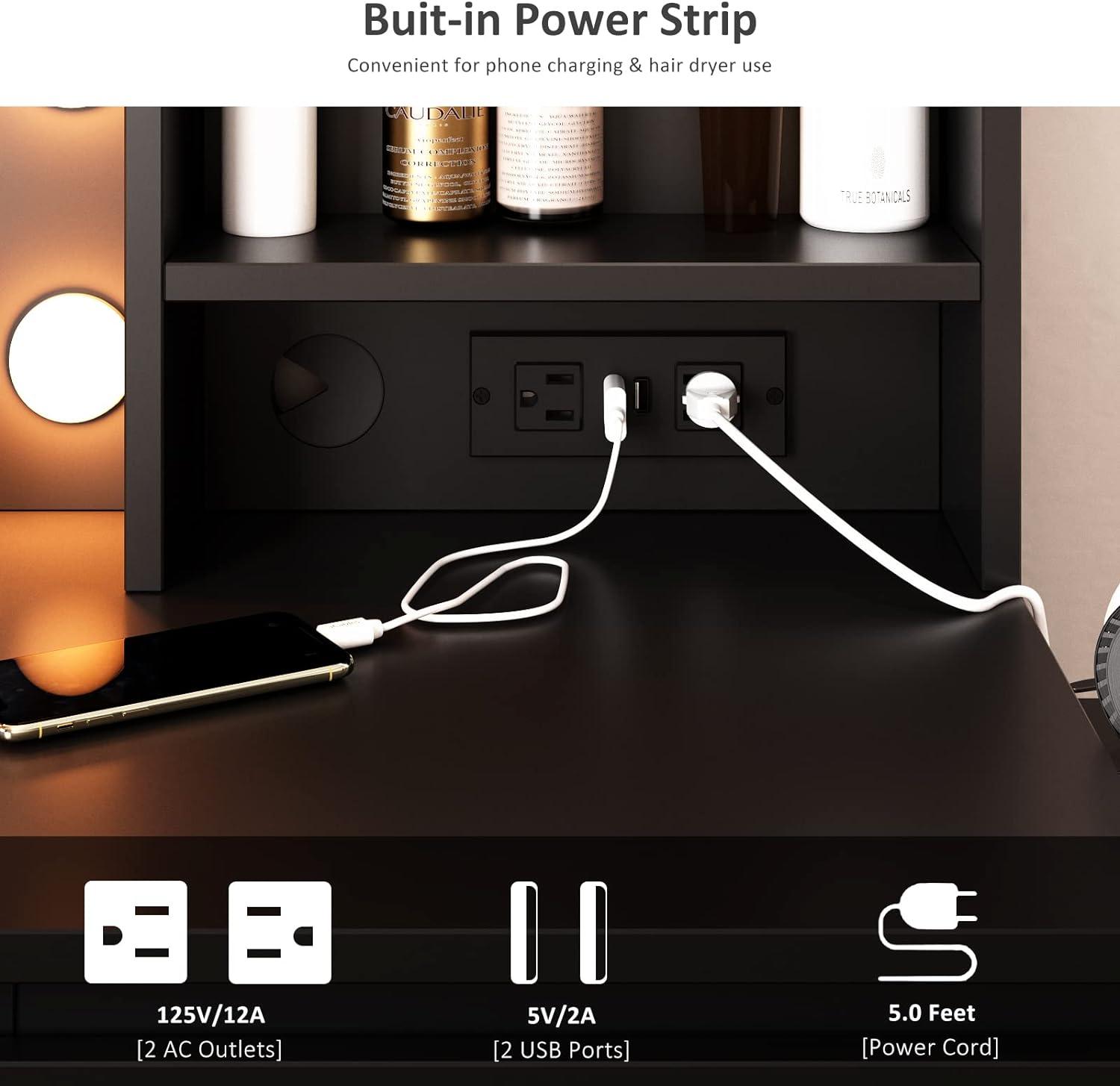 Black with Power Strip